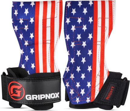 GRIPNOX Premium Lifting Grips - USA Flag Leather