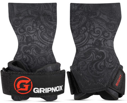 GripNox Elite Lifting Grips – Black Stealth Paisley Edition (Heavy Duty Wrist Support)