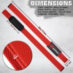 GRIPNOX Cotton Lifting Straps - Red - dimensions infographic