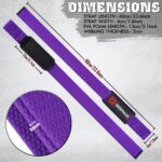GRIPNOX Cotton Lifting Straps - Purple - dimensions infographic