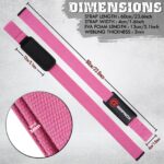 GRIPNOX Cotton Lifting Straps - Pink - dimensions infographic