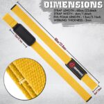 GRIPNOX Cotton Lifting Straps - Yellow - dimensions infographic