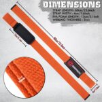 GRIPNOX Cotton Lifting Straps - Orange - dimensions infographic