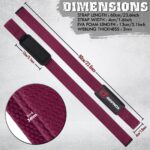 GRIPNOX Cotton Lifting Straps - Mehroon - dimensions infographic