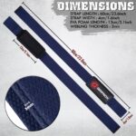 GRIPNOX Cotton Lifting Straps - Navy Blue - dimensions infographic