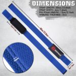 GRIPNOX Cotton Lifting Straps - Blue - dimensions infographic