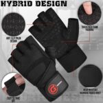 Gripnox Half Finger Gym Gloves – Black detail