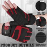 Gripnox Half Finger Gym Gloves – Red detail