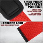 GRIPNOX Cotton Lifting Straps - Red - padding and stitching detail