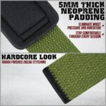 GRIPNOX Cotton Lifting Straps - Army Green - padding and stitching detail