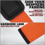 GRIPNOX Cotton Lifting Straps - Orange - padding and stitching detail