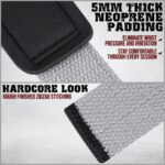 GRIPNOX Cotton Lifting Straps - Grey - padding and stitching detail