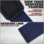 GRIPNOX Cotton Lifting Straps - Navy Blue - padding and stitching detail