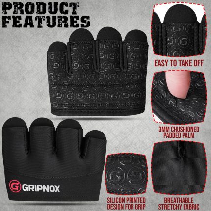 GRIPNOX Palm Grip Gloves - Black